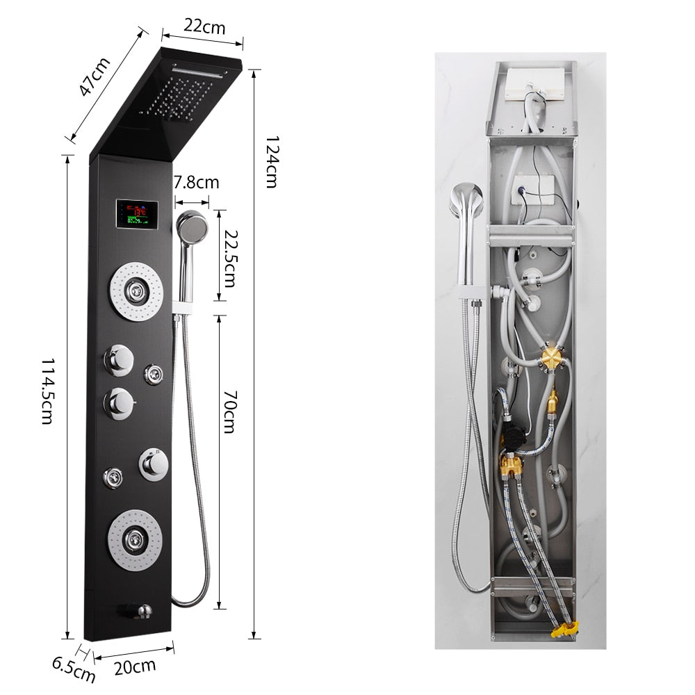 RainWall Shower Set - Stainless Steel Wall Shower Panel Thermostatic Rain Shower | Ymonde