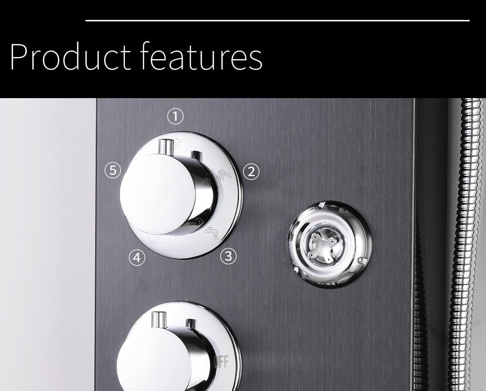 RainWall Shower Set - Stainless Steel Wall Shower Panel Thermostatic Rain Shower | Ymonde