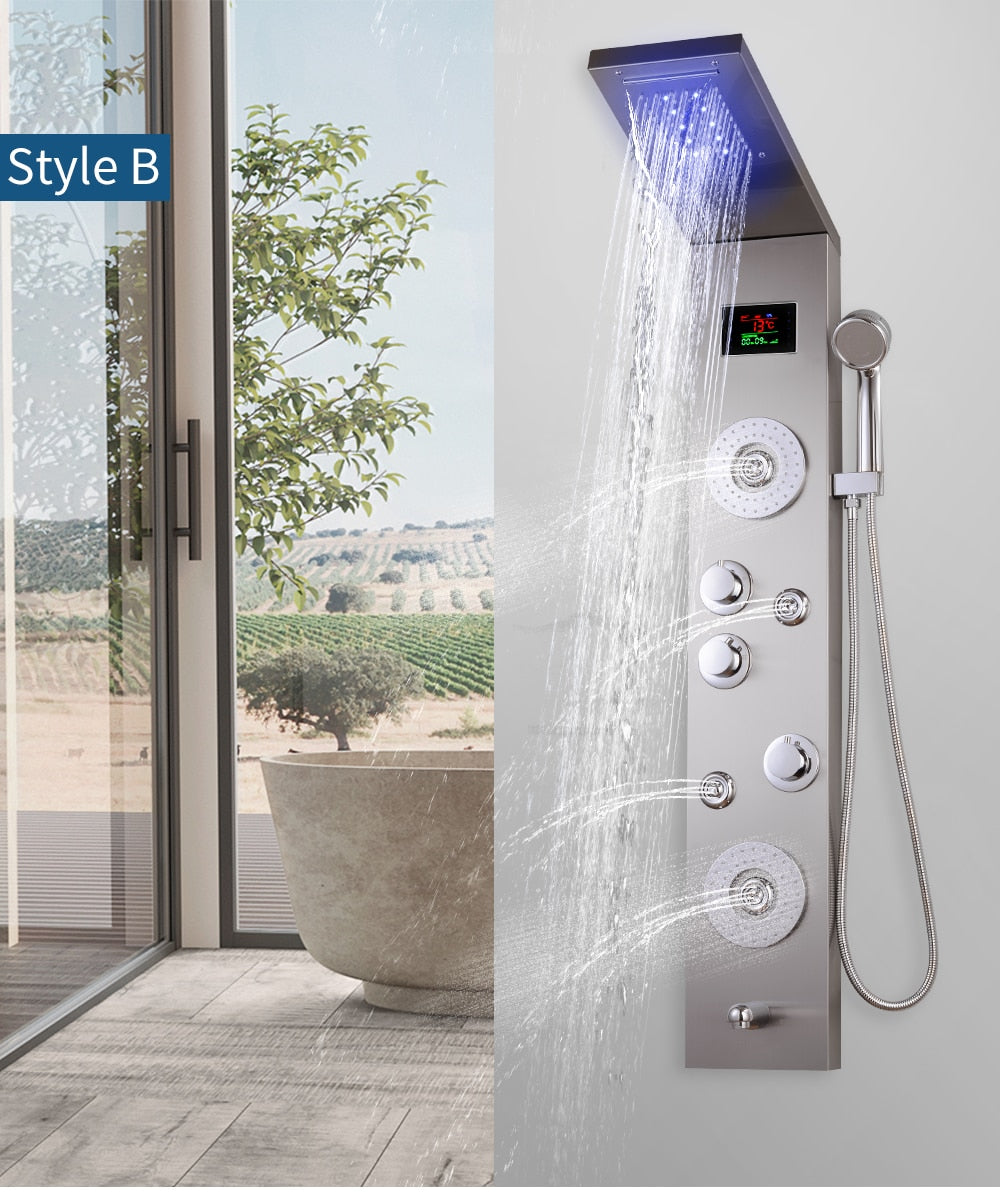 RainWall Shower Set - Stainless Steel Wall Shower Panel Thermostatic Rain Shower | Ymonde