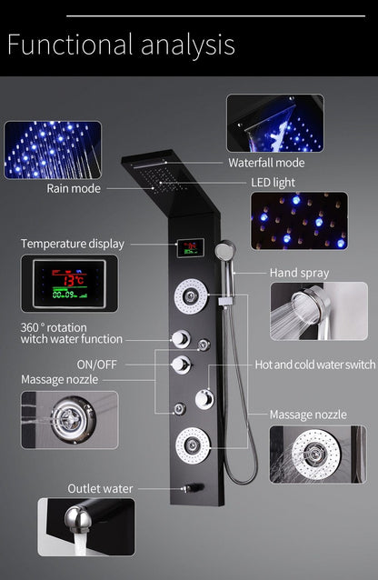 RainWall Shower Set - Stainless Steel Wall Shower Panel Thermostatic Rain Shower | Ymonde