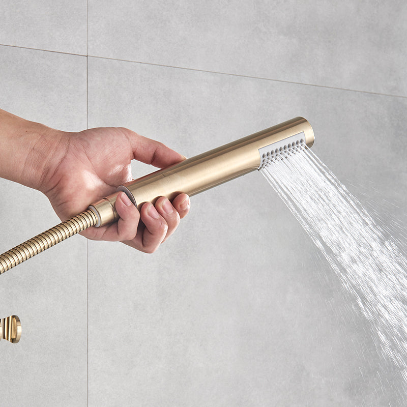Built-in Rain Shower Set With Hand Shower - Brass Shower Faucet Brushed Gold