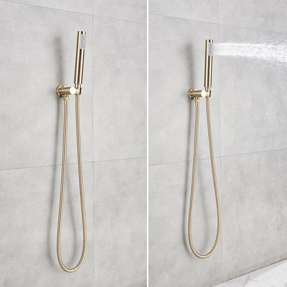 Built-in Rain Shower Set With Hand Shower - Brass Shower Faucet Brushed Gold
