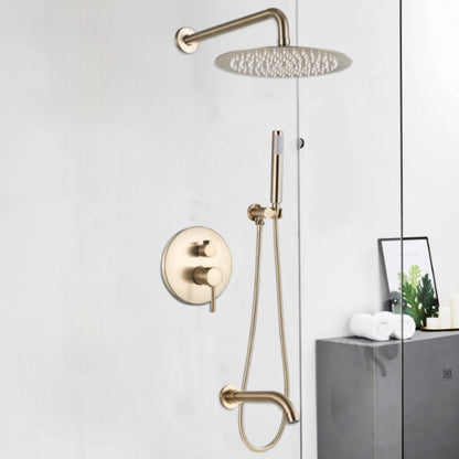 Built-in Rain Shower Set With Hand Shower - Brass Shower Faucet Brushed Gold