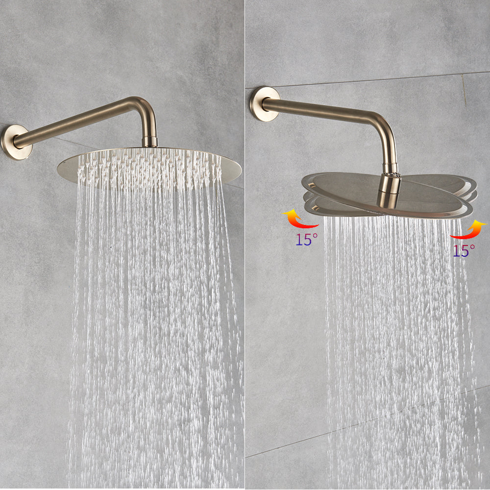 Built-in Rain Shower Set With Hand Shower - Brass Shower Faucet Brushed Gold