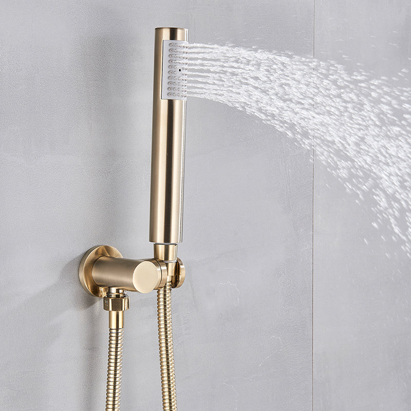 Built-in Rain Shower Set With Hand Shower - Brass Shower Faucet Brushed Gold