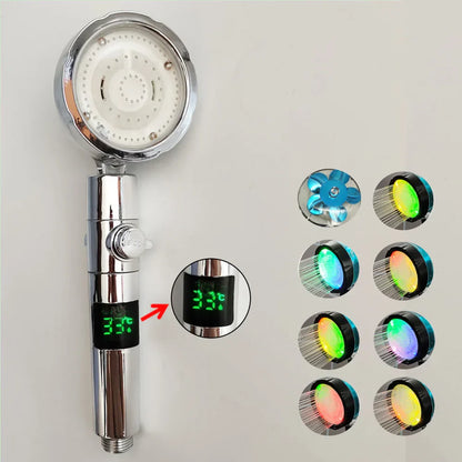 LED shower head with temperature display turbo rain shower high pressure from Ymonde