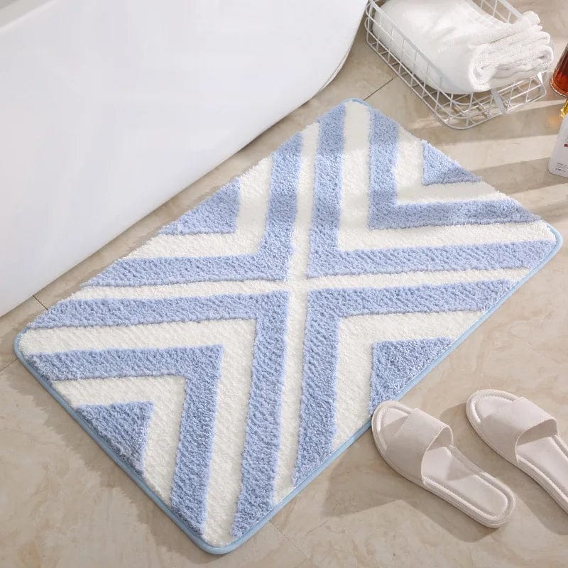 striped bath mat non-slip soft absorbent modern bathroom from Ymonde