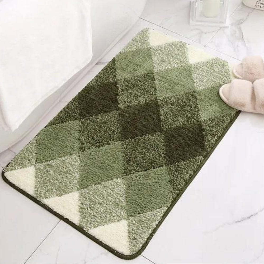 CheckWave Bath Mat – Checkered Design & Non-Slip Comfort | Ymonde