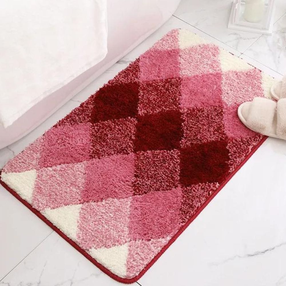 CheckWave Bath Mat – Checkered Design & Non-Slip Comfort | Ymonde