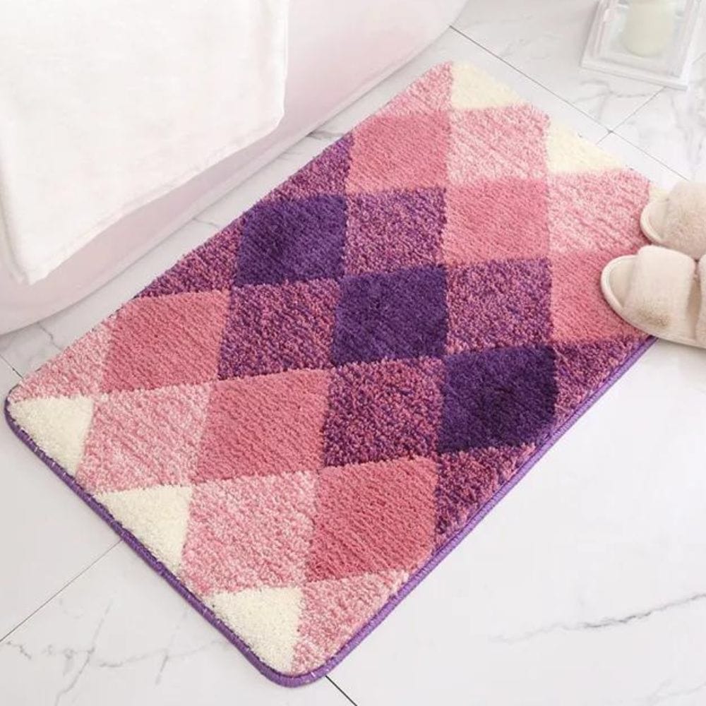 CheckWave Bath Mat – Checkered Design & Non-Slip Comfort | Ymonde