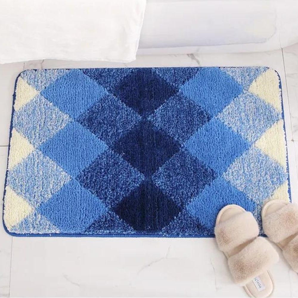 CheckWave Bath Mat – Checkered Design & Non-Slip Comfort | Ymonde