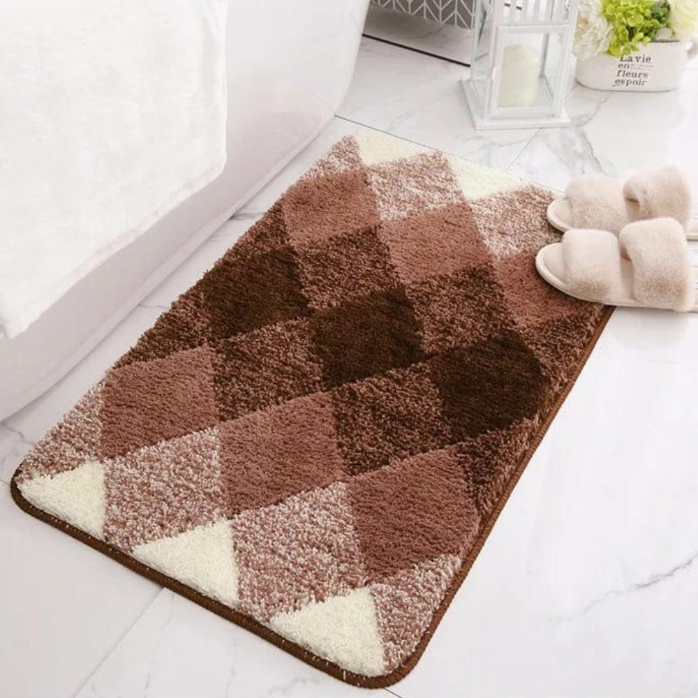 CheckWave Bath Mat – Checkered Design & Non-Slip Comfort | Ymonde