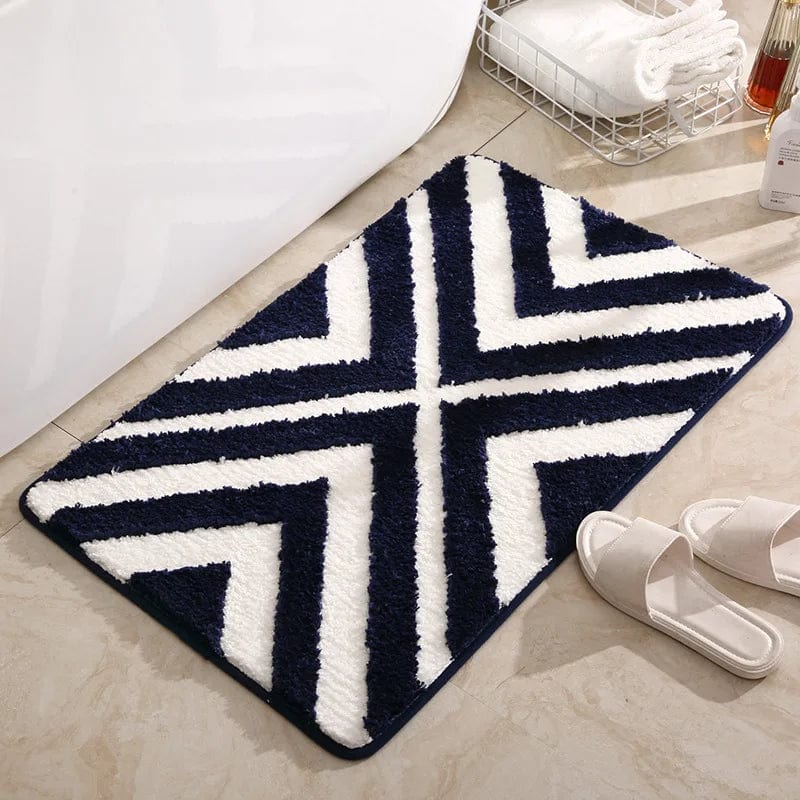 StripeLuxe Bath Mat – Striped Design & Non-Slip Comfort | Ymonde