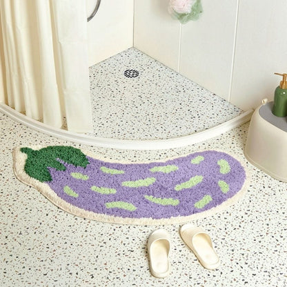 EggplantLuxe Bath Mat - Arc-shaped & Non-slip Microfiber | Ymonde
