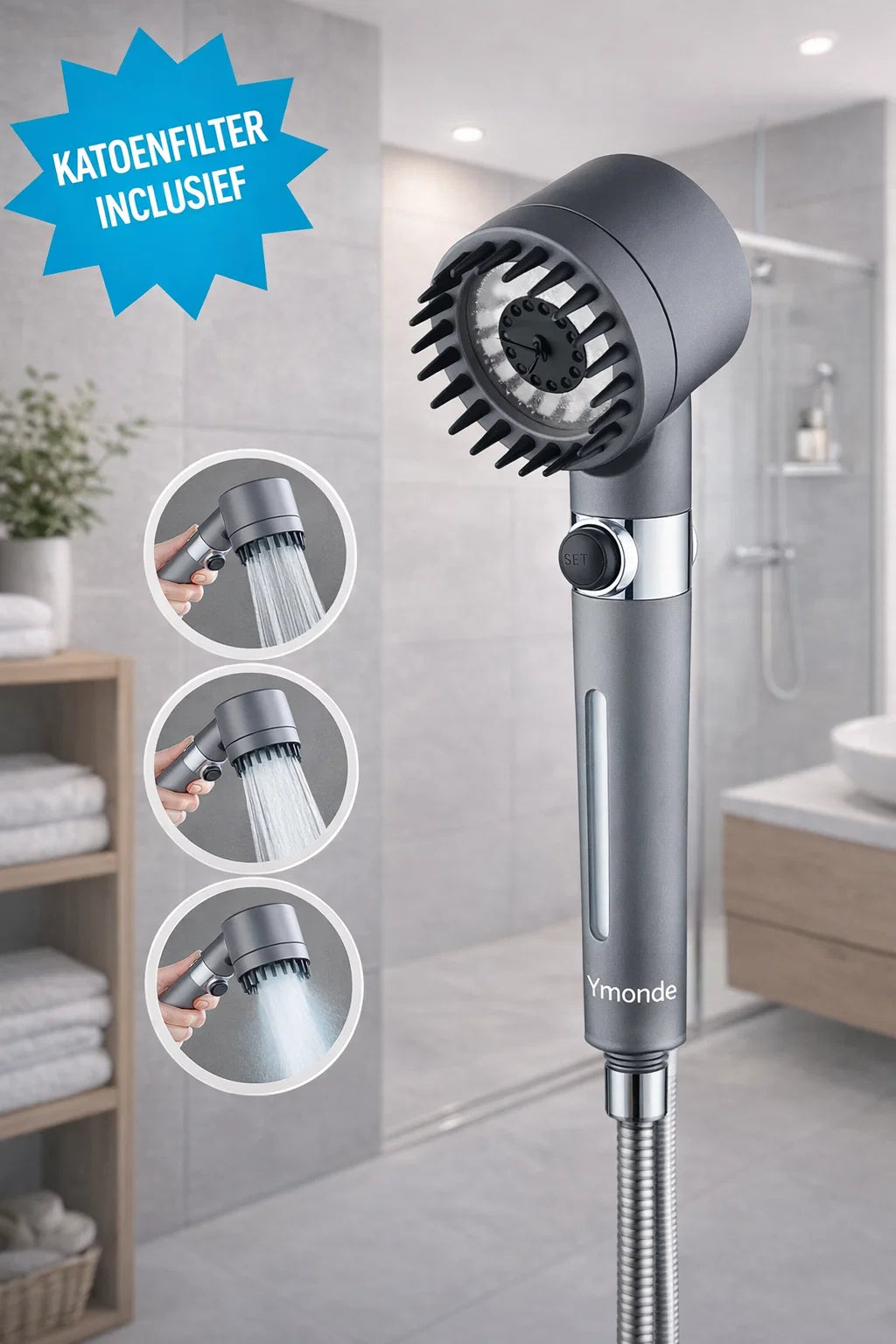 Ecojet Massage Shower Head – Powerful Jets & Filter Comfort | Ymonde ©