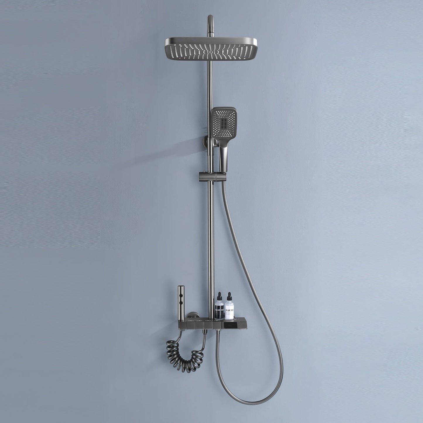 VeloraTherm thermostatic rain shower in modern luxury bathroom with premium design