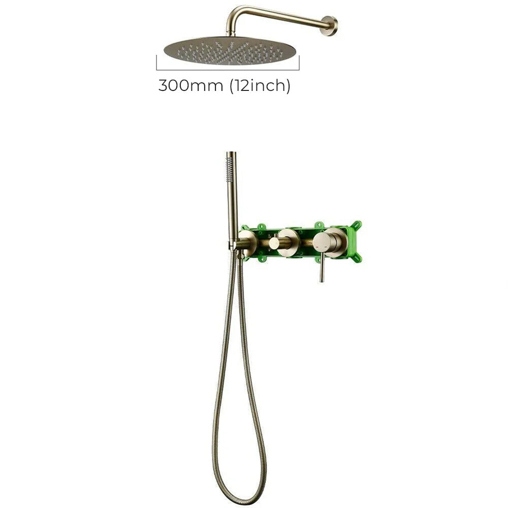 WallFlow thermostatic built-in rain shower set with hand shower from Ymonde
