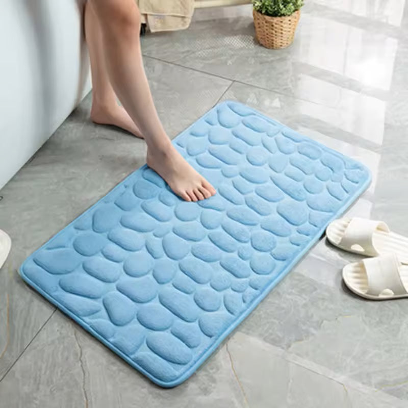 Water-draining shower mat with anti-slip – light blue