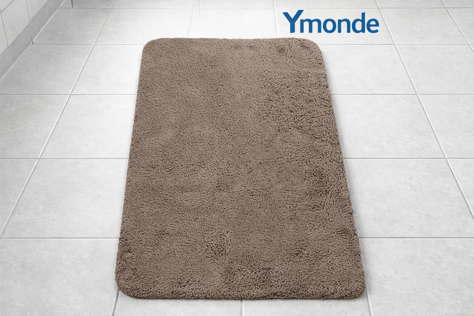 Ymonde stor taupe badematte 70x120 cm, myk, vannabsorberende med sklisikker bunn