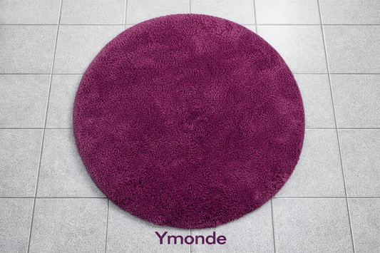 Ronde frambooskleurig paarse badmat 60 cm zacht waterabsorberend antislip van Ymonde