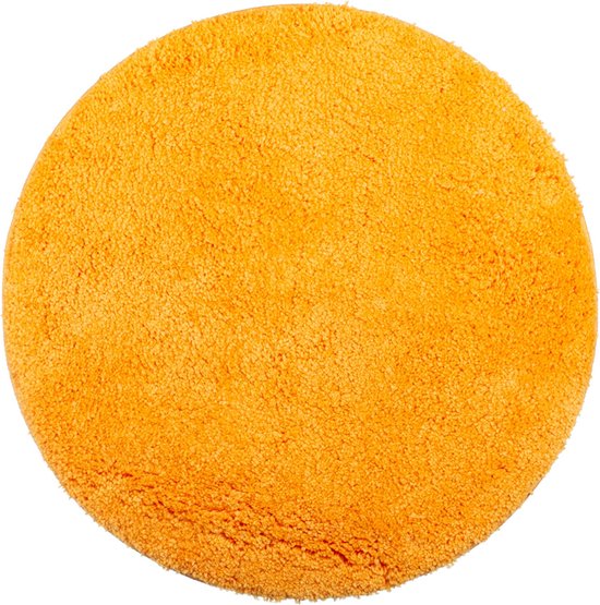 Round honey yellow bath mat 60 cm soft water-absorbent with anti-slip | Ymonde